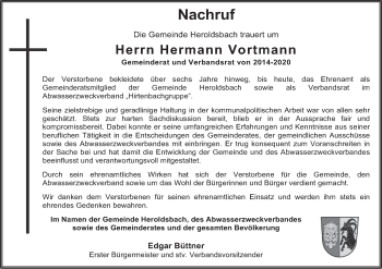 Anzeige von Hermann Vortmann von MGO