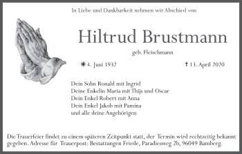 Anzeige von Hiltrud Brustmann von MGO