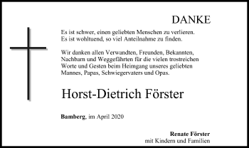 Anzeige von Horst-Dietrich Förster von MGO