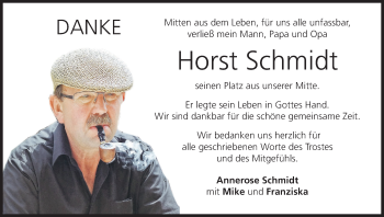 Anzeige von Horst Schmidt von MGO