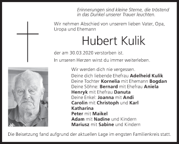 Anzeige von Hubert Kulik von MGO