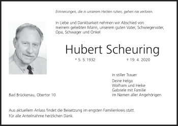 Anzeige von Hubert Scheuring von MGO