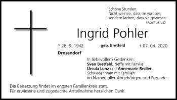 Anzeige von Ingrid Pohler von MGO