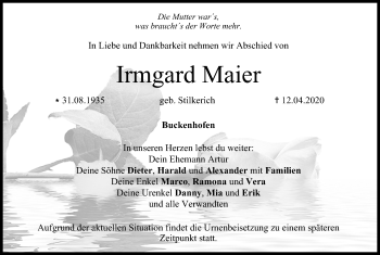Anzeige von Irmgard Maier von MGO