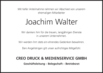 Anzeige von Joachim Walter von MGO