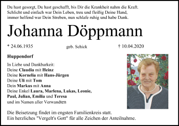 Anzeige von Johanna Döppmann von MGO