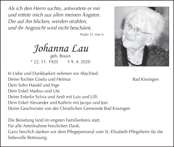 Anzeige von Johanna Lau von MGO