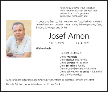 Anzeige von Josef Amon von MGO