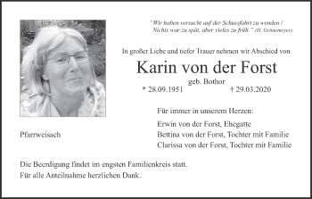 Anzeige von Karin von der Forst von MGO