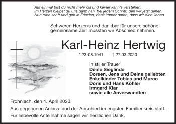 Anzeige von Karl-Heinz Hertwig von MGO