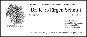 Anzeige von Karl-Jürgen Schmitt von MGO