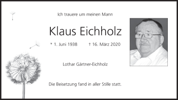 Anzeige von Klaus Eichholz von MGO