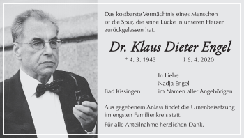 Anzeige von Klaus Dieter Engel von MGO