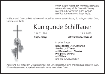 Anzeige von Kunigunde Schiffauer von MGO