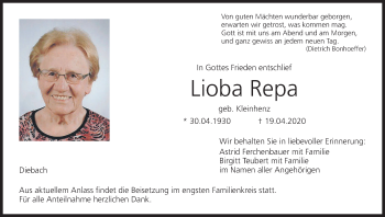 Anzeige von Lioba Repa von MGO