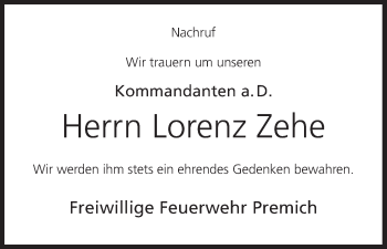 Anzeige von Lorenz Zehe von MGO