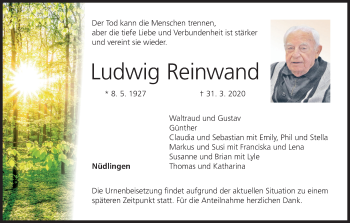 Anzeige von Ludwig Reinwand von MGO