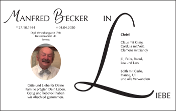 Anzeige von Manfred Becker von MGO