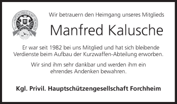Anzeige von Manfred Kalusche von MGO