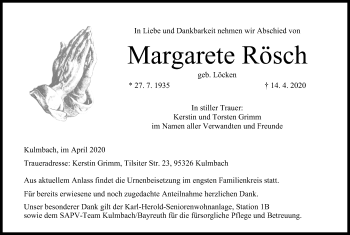 Anzeige von Margarete Rösch von MGO