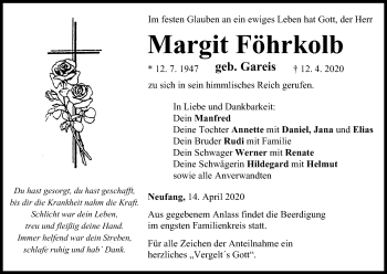 Anzeige von Margit Föhrkolb von MGO