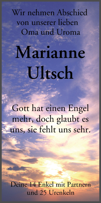 Anzeige von Marianne Ultsch von MGO