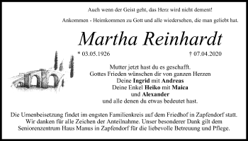 Anzeige von Martha Reinhardt von MGO