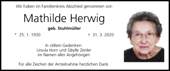 Anzeige von Mathilde Herwig von MGO
