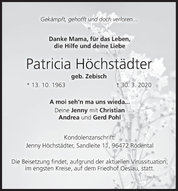 Anzeige von Patricia Höchstädter von MGO