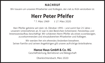 Anzeige von Peter Pfeifer von MGO