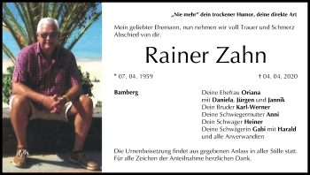 Anzeige von Rainer Zahn von MGO