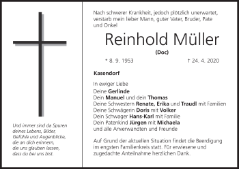 Anzeige von Reinhold Müller von MGO