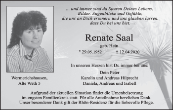 Anzeige von Renate Saal von MGO