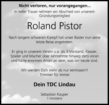 Anzeige von Roland Pistor von MGO