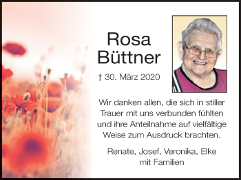 Anzeige von Rosa Büttner von MGO
