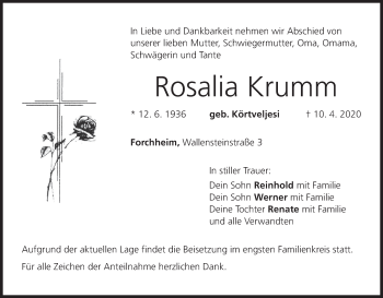 Anzeige von Rosalia Krumm von MGO