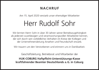 Anzeige von Rudolf Sohr von MGO