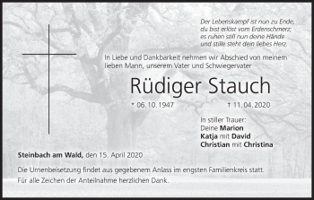 Anzeige von Rüdiger Stauch von MGO