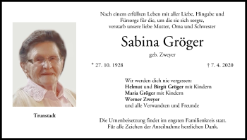 Anzeige von Sabina Gröger von MGO