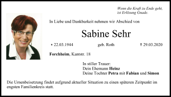 Anzeige von Sabine Sehr von MGO