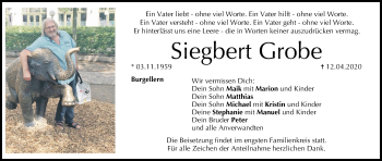 Anzeige von Siegbert Grobe von MGO
