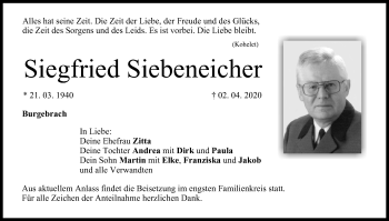Anzeige von Siegfried Siebeneicher von MGO