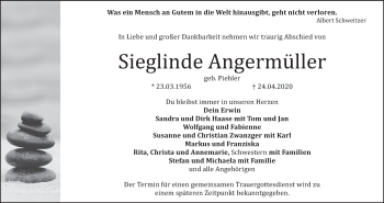 Anzeige von Sieglinde Angermüller von MGO