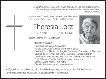 Anzeige von Theresia Lorz von MGO