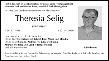 Anzeige von Theresia Selig von MGO