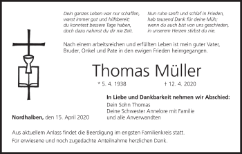 Anzeige von Thomas Müller von MGO