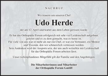 Anzeige von Udo Herde von MGO