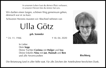 Anzeige von Ulla Götz von MGO