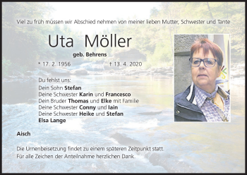 Anzeige von Uta Möller von MGO