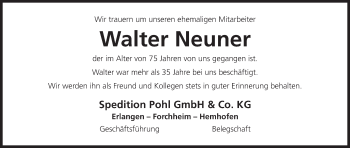Anzeige von Walter Neuner von MGO